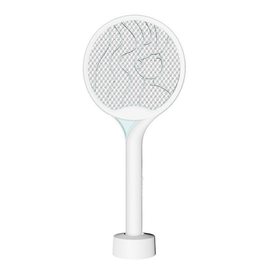 Paleta Electrica pentru Tantari, Muste si Tantari 2in1, Reincarcabila, Incarcare USB, 2600V, Plastic, Casa si Gradina, Anti-insecte, Stand, 23x51 cm, Alb