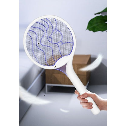 Paleta Electrica pentru Tantari, Muste si Tantari 2in1, Reincarcabila, Incarcare USB, 2600V, Plastic, Casa si Gradina, Anti-insecte, Stand, 23x51 cm, Alb