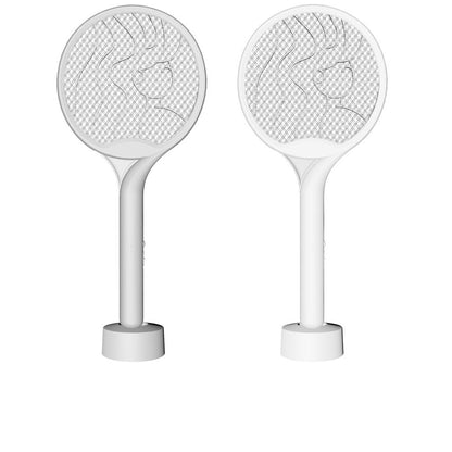Paleta Electrica pentru Tantari, Muste si Tantari 2in1, Reincarcabila, Incarcare USB, 2600V, Plastic, Casa si Gradina, Anti-insecte, Stand, 23x51 cm, Gri