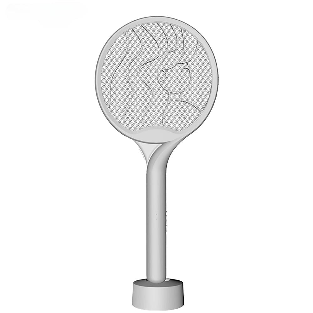 Paleta Electrica pentru Tantari, Muste si Tantari 2in1, Reincarcabila, Incarcare USB, 2600V, Plastic, Casa si Gradina, Anti-insecte, Stand, 23x51 cm, Gri