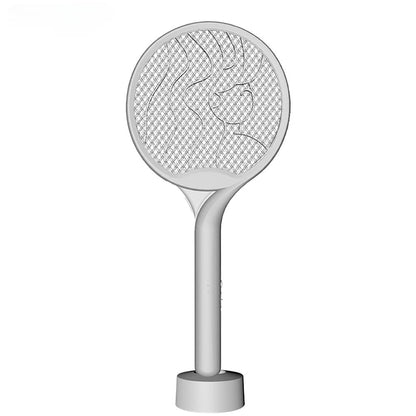 Paleta Electrica pentru Tantari, Muste si Tantari 2in1, Reincarcabila, Incarcare USB, 2600V, Plastic, Casa si Gradina, Anti-insecte, Stand, 23x51 cm, Gri