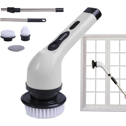 Perie Electrica de Curatare, pentru Gresie, Baie, Bucatarie, 25x20x9.5 cm, cu 6 Capete, Maner Extensibil Detasabil 84-127cm, Incarcare USB-Type C, Rotire 360 de Grade, 3000 mAh, Culoare: Alb