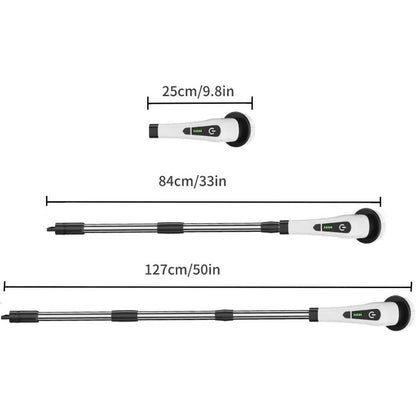 Perie Electrica de Curatare, pentru Gresie, Baie, Bucatarie, 25x20x9.5 cm, cu 6 Capete, Maner Extensibil Detasabil 84-127cm, Incarcare USB-Type C, Rotire 360 de Grade, 3000 mAh, Culoare: Alb