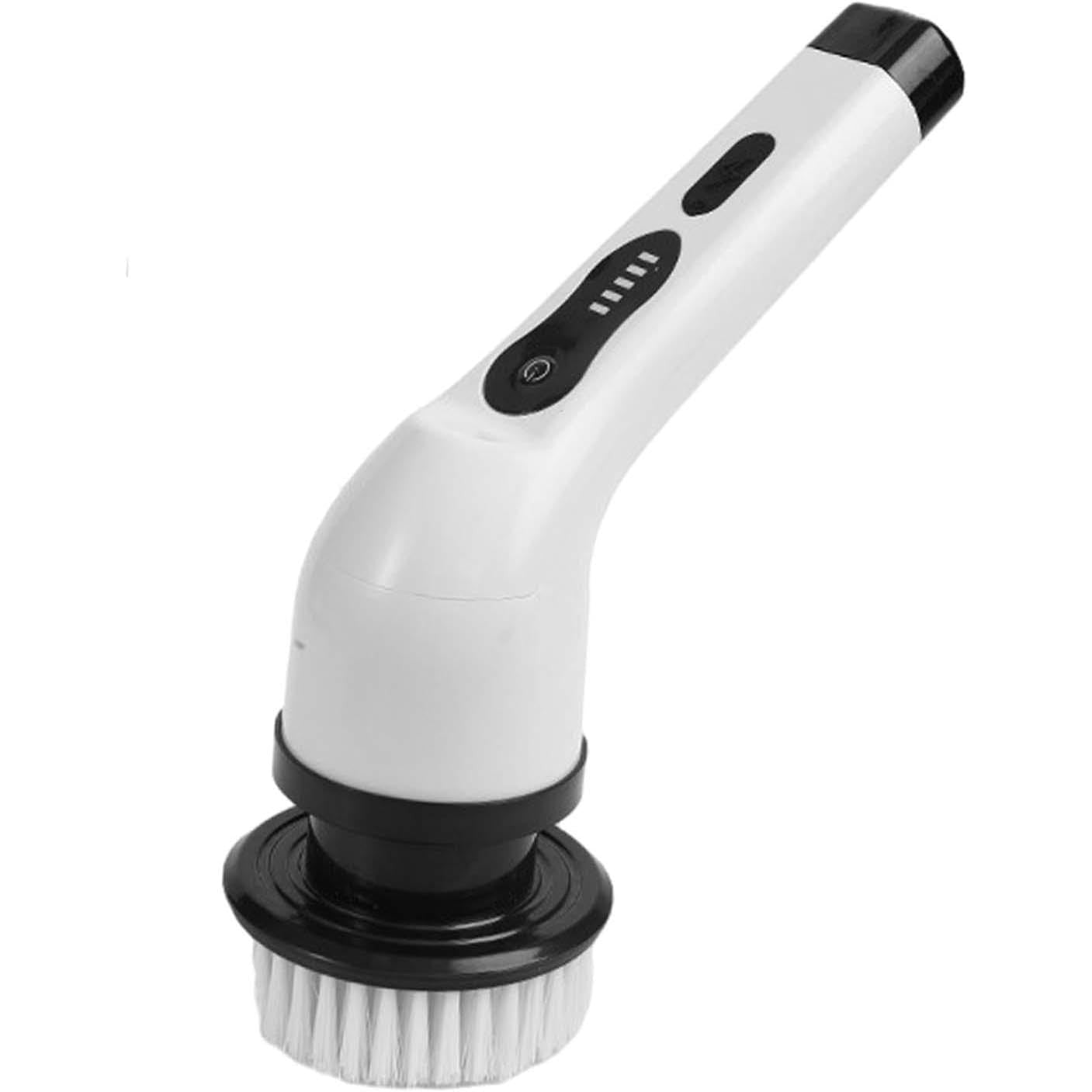 Perie Electrica de Curatare, pentru Gresie, Baie, Bucatarie, 25x20x9.5 cm, cu 6 Capete, Maner Extensibil Detasabil 84-127cm, Incarcare USB-Type C, Rotire 360 de Grade, 3000 mAh, Culoare: Alb