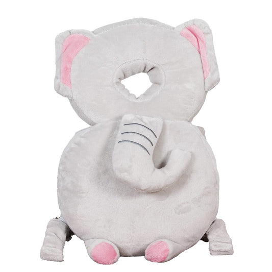 Perna tip Rucsac pentru Protectia Capului, Tetiera tip Elefant de Plus, pentru Bebelusi, 33x6x19 cm, 180 g, Gri