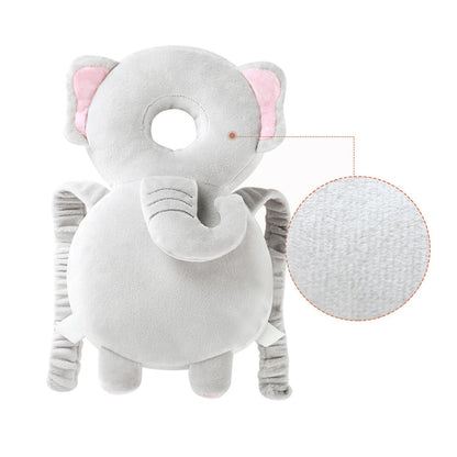 Perna tip Rucsac pentru Protectia Capului, Tetiera tip Elefant de Plus, pentru Bebelusi, 33x6x19 cm, 180 g, Gri