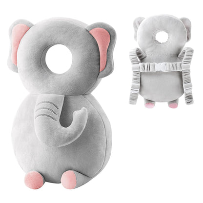 Perna tip Rucsac pentru Protectia Capului, Tetiera tip Elefant de Plus, pentru Bebelusi, 33x6x19 cm, 180 g, Gri