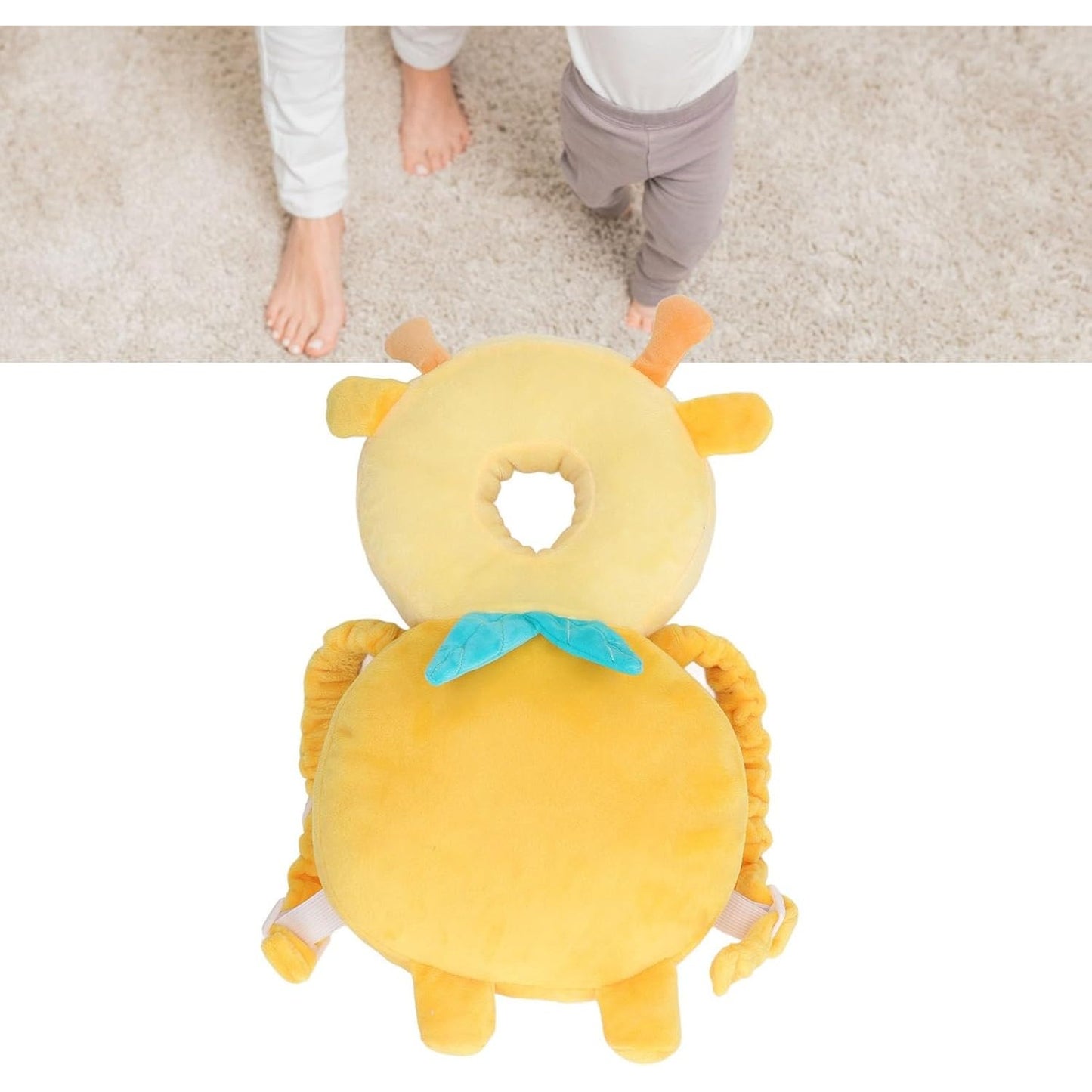 Perna tip Rucsac pentru Protectia Capului, Tetiera tip Girafa, pentru Bebelusi, 33x6x19 cm, 180 g, Galben