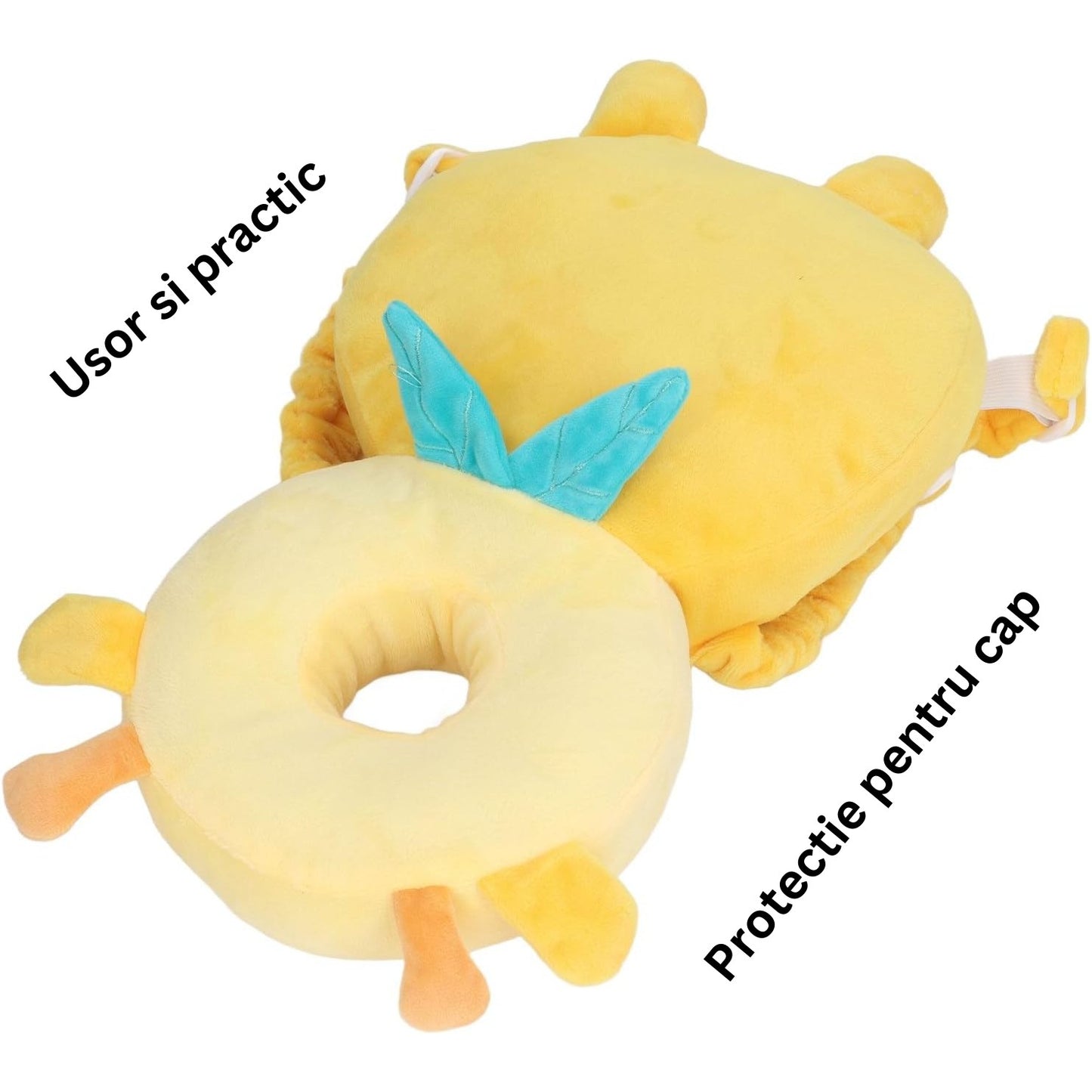 Perna tip Rucsac pentru Protectia Capului, Tetiera tip Girafa, pentru Bebelusi, 33x6x19 cm, 180 g, Galben