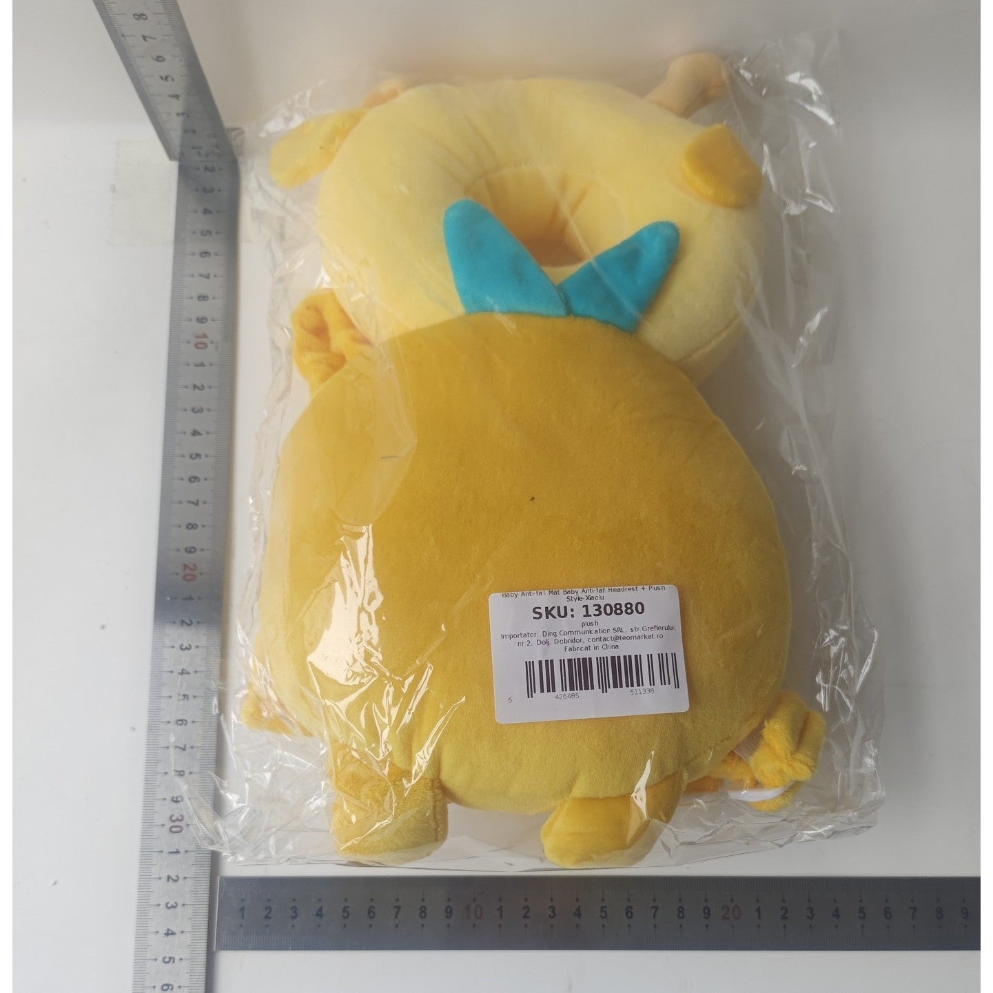 Perna tip Rucsac pentru Protectia Capului, Tetiera tip Girafa, pentru Bebelusi, 33x6x19 cm, 180 g, Galben