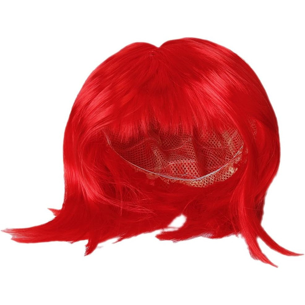 Peruca Cosplay, Tunsoare Bob cu Breton, pentru Carnaval, Halloween, Petreceri Tematice, din PET, Marime Universala, Rosu