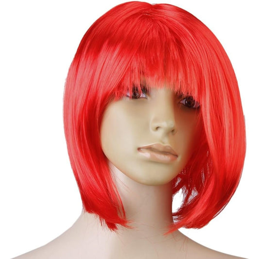 Peruca Cosplay, Tunsoare Bob cu Breton, pentru Carnaval, Halloween, Petreceri Tematice, din PET, Marime Universala, Rosu