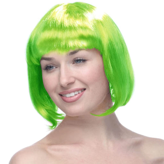 Peruca Cosplay, Tunsoare Bob cu Breton, pentru Carnaval, Halloween, Petreceri Tematice, din PET, Marime Universala, Verde