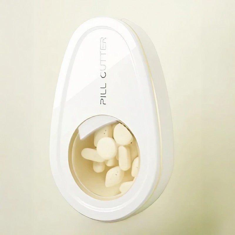 Cutie Taiat Pastile si Depozitare Medicamente, Alba, 8x5x2.65 cm, Compacta si Portabila, Ideala Pentru Calatorii