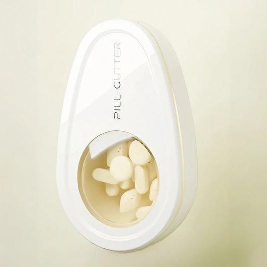 Cutie Taiat Pastile si Depozitare Medicamente, Alba, 8x5x2.65 cm, Compacta si Portabila, Ideala Pentru Calatorii