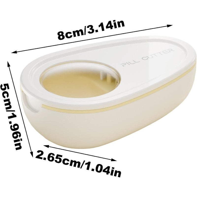 Cutie Taiat Pastile si Depozitare Medicamente, Alba, 8x5x2.65 cm, Compacta si Portabila, Ideala Pentru Calatorii