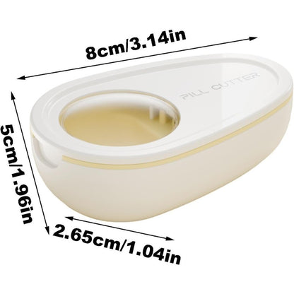 Cutie Taiat Pastile si Depozitare Medicamente, Alba, 8x5x2.65 cm, Compacta si Portabila, Ideala Pentru Calatorii
