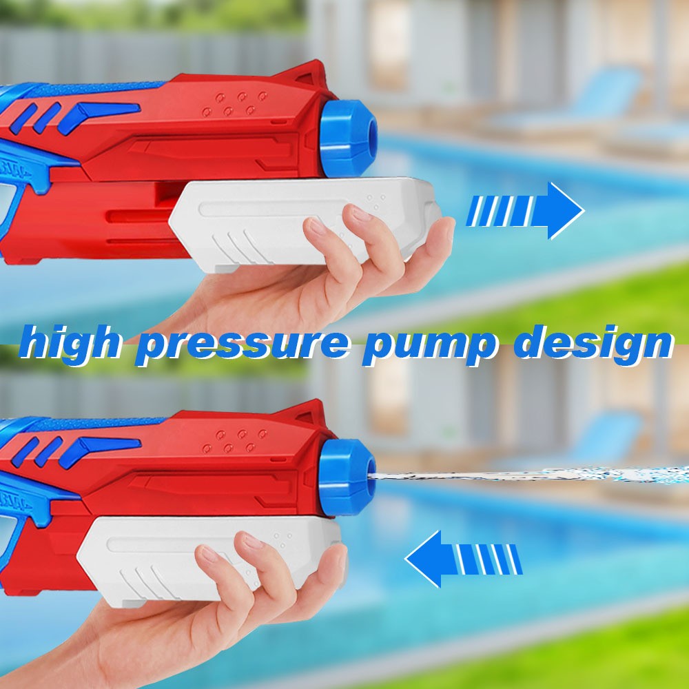 Pistol cu Apa pentru Copii, Rezervor, Pentru Piscina/Plaja, 6ani+, Albastru deschis/Rosu, 300ML