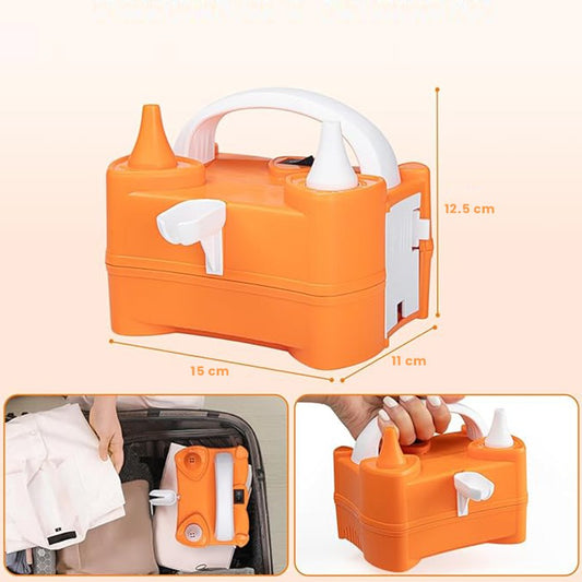 Pompa Electrica de Umflat Baloane, cu Doua Iesiri, 220V, Putere 400W, Accesorii petrecere, Portocaliu