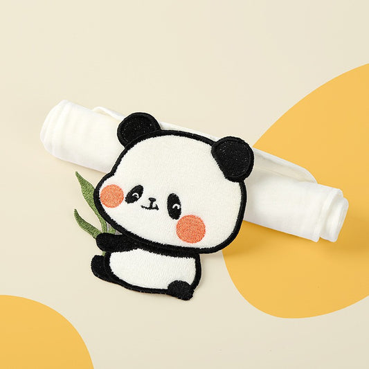 Prosop Absorbant, din Bumbac, pentru Bebelusi, 19x28 cm, Model Panda, Alb