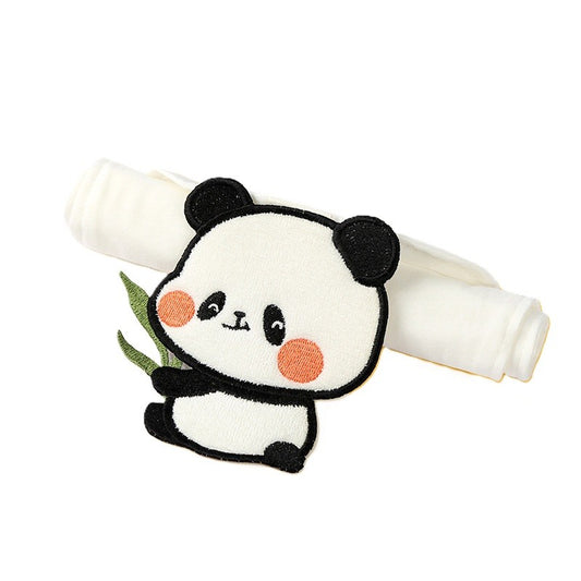 Prosop Absorbant, din Bumbac, pentru Bebelusi, 19x28 cm, Model Panda, Alb