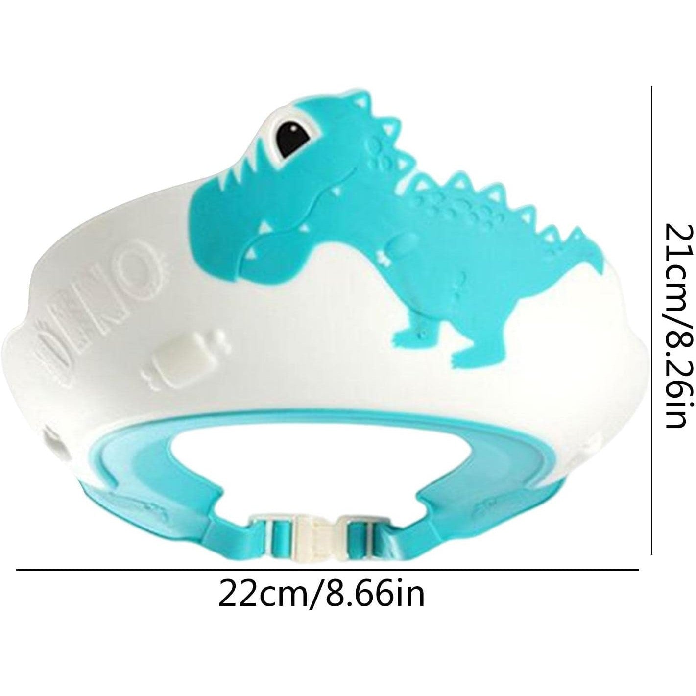 Viziera de Protectie Baie Pentru Copii, Fippy, Model Dinozaur, Dimensiune ajustabila, Durabil, Usor de curatat, Impotriva Samponului, pentru Ochi si Urechi, TPE+PP, 22x21 cm, Albastru