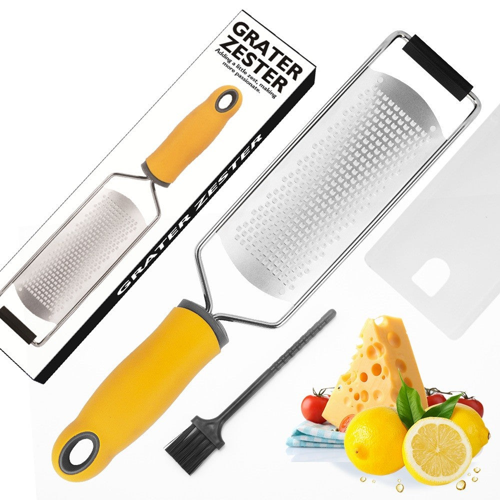 Razatoare manuala, perie inclusa, Inox, usor de utilizat, 31x6.7 cm, Galben