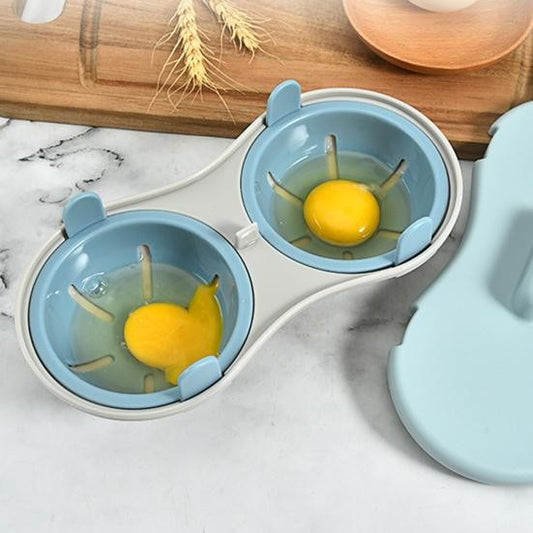 Recipient Dublu pentru Oua, din Plastic, pentru Gatit la Microunde, 22 x 11.8 x 8 cm, Albastru