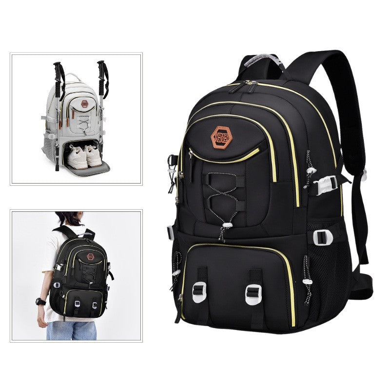 Rucsac Multifunctional pentru Calatorie, pentru Alpinism, Voiaj, Drumetii, din Panza Oxford, 34x16x52 cm, Negru