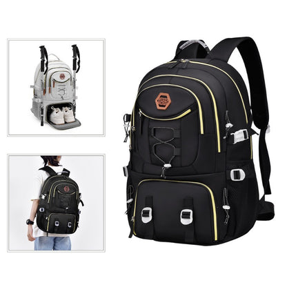 Rucsac Multifunctional pentru Calatorie, pentru Alpinism, Voiaj, Drumetii, din Panza Oxford, 34x16x52 cm, Negru