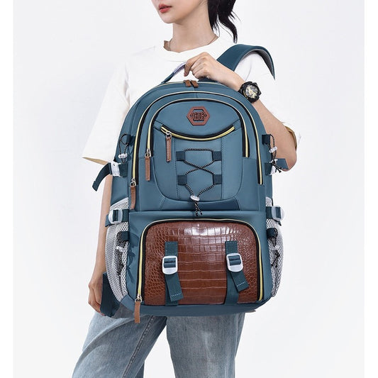 Rucsac Multifunctional pentru Calatorie, pentru Alpinism, Voiaj, Drumetii, din Panza Oxford, 34x16x52 cm, Albastru Marin