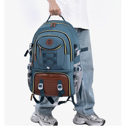 Rucsac Multifunctional pentru Calatorie, pentru Alpinism, Voiaj, Drumetii, din Panza Oxford, 34x16x52 cm, Albastru Marin