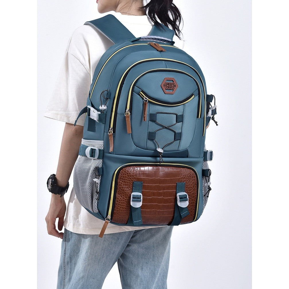 Rucsac Multifunctional pentru Calatorie, pentru Alpinism, Voiaj, Drumetii, din Panza Oxford, 34x16x52 cm, Albastru Marin