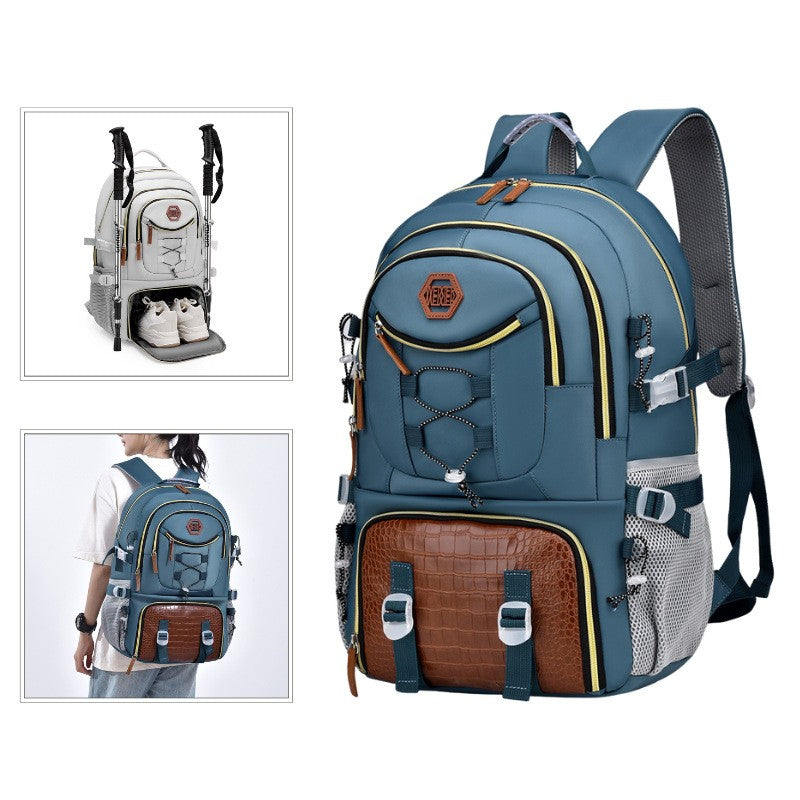 Rucsac Multifunctional pentru Calatorie, pentru Alpinism, Voiaj, Drumetii, din Panza Oxford, 34x16x52 cm, Albastru Marin