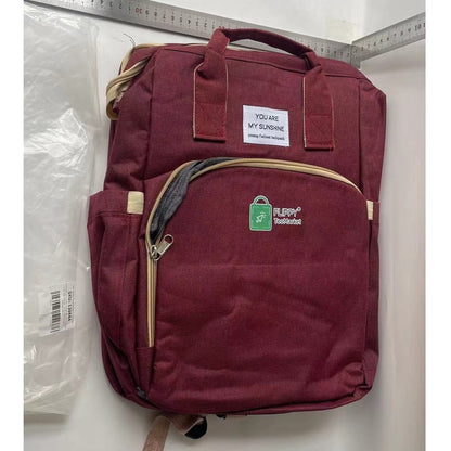 Rucsac Multifunctional pentru Mamici, cu Patut Pliabil si Baza de Schimbat, Rezistent la Apa, Capacitate Mare, Usor, Compartimente Multiple, Buzunar Termic pentru Lapte, 42 x 32 x 22 cm, Rosu