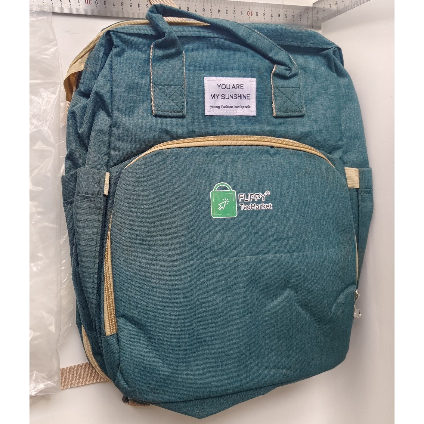 Rucsac Multifunctional pentru Mamici, cu Patut Pliabil si Baza de Schimbat, Rezistent la Apa, Capacitate Mare, Usor, Compartimente Multiple, Buzunar Termic pentru Lapte, 42 x 32 x 22 cm, Verde