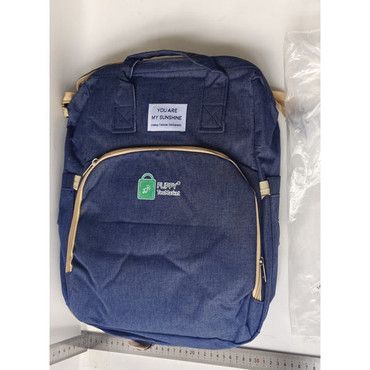 Rucsac Multifunctional pentru Mamici, cu Patut Pliabil si Baza de Schimbat, Rezistent la Apa, Capacitate Mare, Usor, Compartimente Multiple, Buzunar Termic pentru Lapte, 42 x 32 x 22 cm, Albastru Inchis