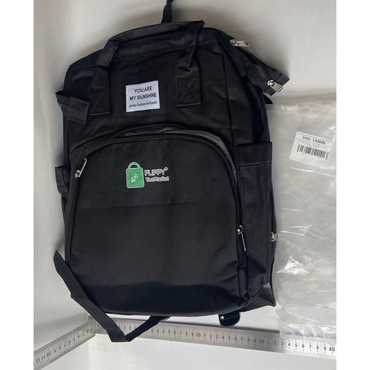 Rucsac Multifunctional pentru Mamici, cu Patut Pliabil si Baza de Schimbat, Rezistent la Apa, Capacitate Mare, Usor, Compartimente Multiple, Buzunar Termic pentru Lapte, 42 x 32 x 22 cm, Negru