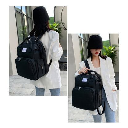 Rucsac Multifunctional pentru Mamici, cu Patut Pliabil si Baza de Schimbat, Rezistent la Apa, Capacitate Mare, Usor, Compartimente Multiple, Buzunar Termic pentru Lapte, 42 x 32 x 22 cm, Negru