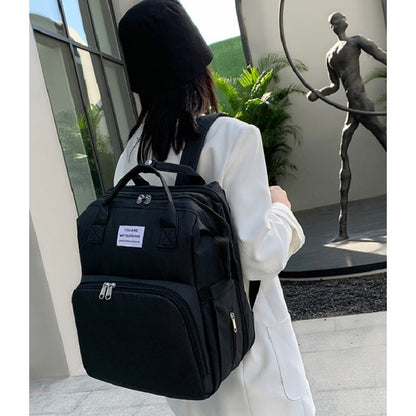 Rucsac Multifunctional pentru Mamici, cu Patut Pliabil si Baza de Schimbat, Rezistent la Apa, Capacitate Mare, Usor, Compartimente Multiple, Buzunar Termic pentru Lapte, 42 x 32 x 22 cm, Negru