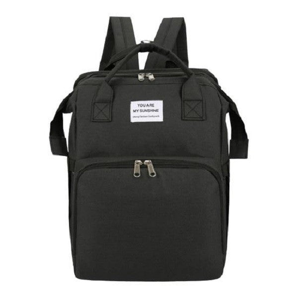 Rucsac Multifunctional pentru Mamici, cu Patut Pliabil si Baza de Schimbat, Rezistent la Apa, Capacitate Mare, Usor, Compartimente Multiple, Buzunar Termic pentru Lapte, 42 x 32 x 22 cm, Negru