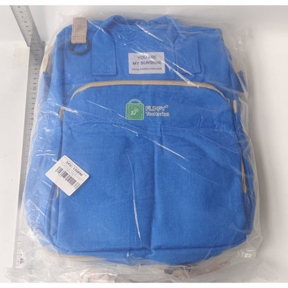 Rucsac Multifunctional pentru Mamici, cu Patut Pliabil si Baza de Schimbat, Rezistent la Apa, Capacitate Mare, Usor, Compartimente Multiple, Buzunar Termic pentru Lapte, 42 x 32 x 22 cm, Albastru Deschis