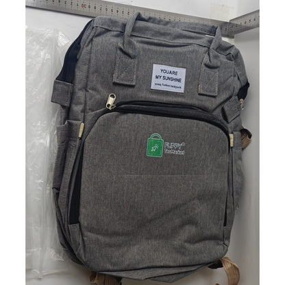 Rucsac Multifunctional pentru Mamici, cu Patut Pliabil si Baza de Schimbat, Rezistent la Apa, Capacitate Mare, Usor, Compartimente Multiple, Buzunar Termic pentru Lapte, 42 x 32 x 22 cm, Gri