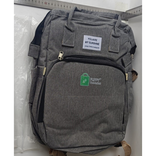 Rucsac Multifunctional pentru Mamici, cu Patut Pliabil si Baza de Schimbat, Rezistent la Apa, Capacitate Mare, Usor, Compartimente Multiple, Buzunar Termic pentru Lapte, 42 x 32 x 22 cm, Gri
