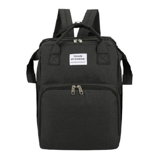 Rucsac Multifunctional pentru Mamici, cu Patut Pliabil si Baza de Schimbat, Rezistent la Apa, Capacitate Mare, Usor, Compartimente Multiple, Buzunar Termic pentru Lapte, 42 x 32 x 22 cm, Negru