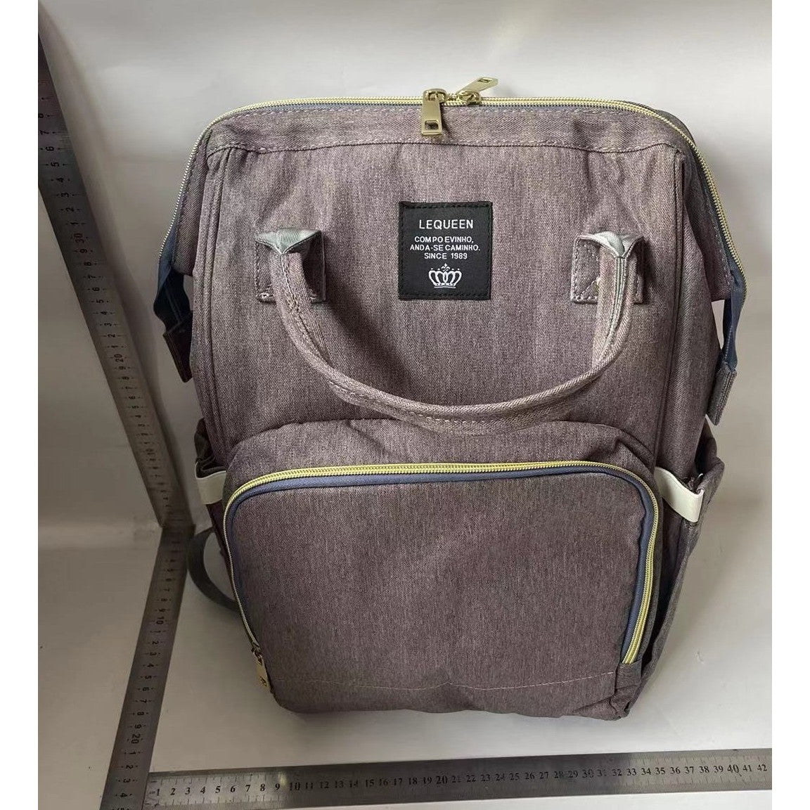 Rucsac Multifunctional pentru Mamici, din Panza Oxford, Compartimentare Multipla, Impermeabil, 43 x 18 x 26 cm, Gri Inchis