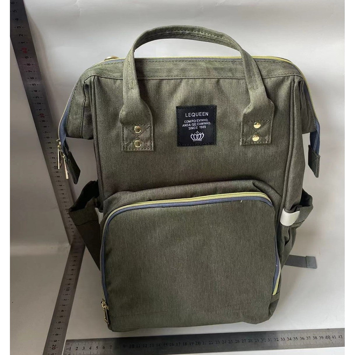 Rucsac Multifunctional pentru Mamici, din Panza Oxford, Compartimentare Multipla, Impermeabil, 43 x 18 x 26 cm, Verde Army