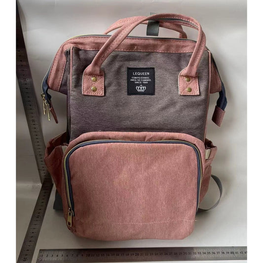 Rucsac Multifunctional pentru Mamici, din Panza Oxford, Compartimentare Multipla, Impermeabil, 43 x 18 x 26 cm, Roz/Gri