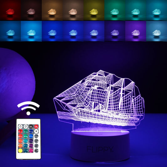 Lampa LED decorativa, 3D, Vapor, cu telecomanda, doua moduri de alimentare USB si baterii, 20 cm inaltime, din material acril si lumina multicolora, alb
