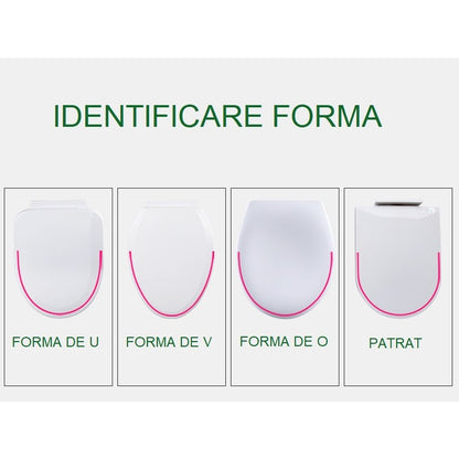 Capac de Toaleta cu Reductie 2 in 1, pentru Copii si Adulti, Coborare Lenta si Silentioasa, Instalare Usoara, din PP5 , in Forma de V, Alb
